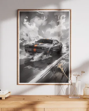 Muscle Burnout | Dodge Challenger | Premium Poster