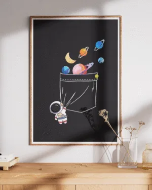 Astronaut Pocket Full of Planets | Space | Premium Poster