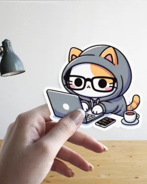 Geeky Cat Coder | Premium Sticker