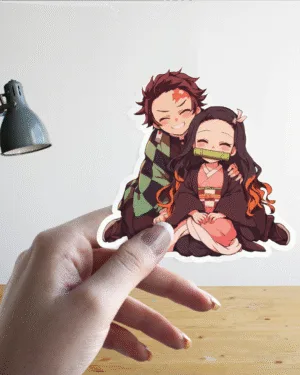 Tanjiro & Nezuko Hug | Demon Slayer | Premium Sticker