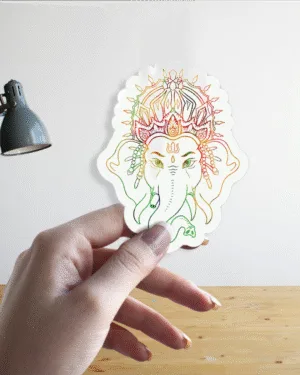 Tricolor Ganesh Mandala | Premium Sticker
